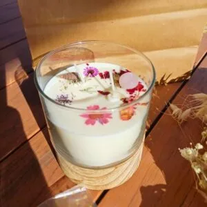 Vela personalizada en envase de cristal y madera